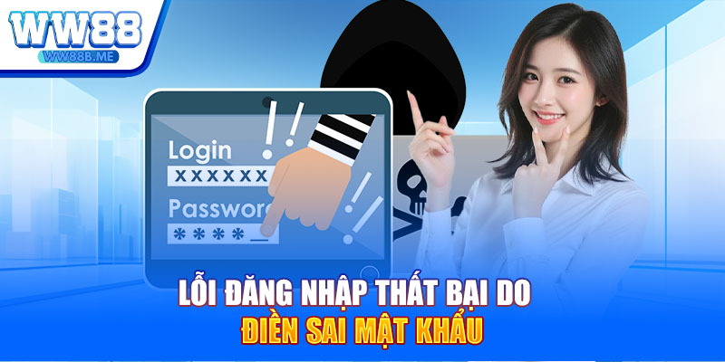 Lỗi đăng nhập thất bại do điền sai mật khẩu 